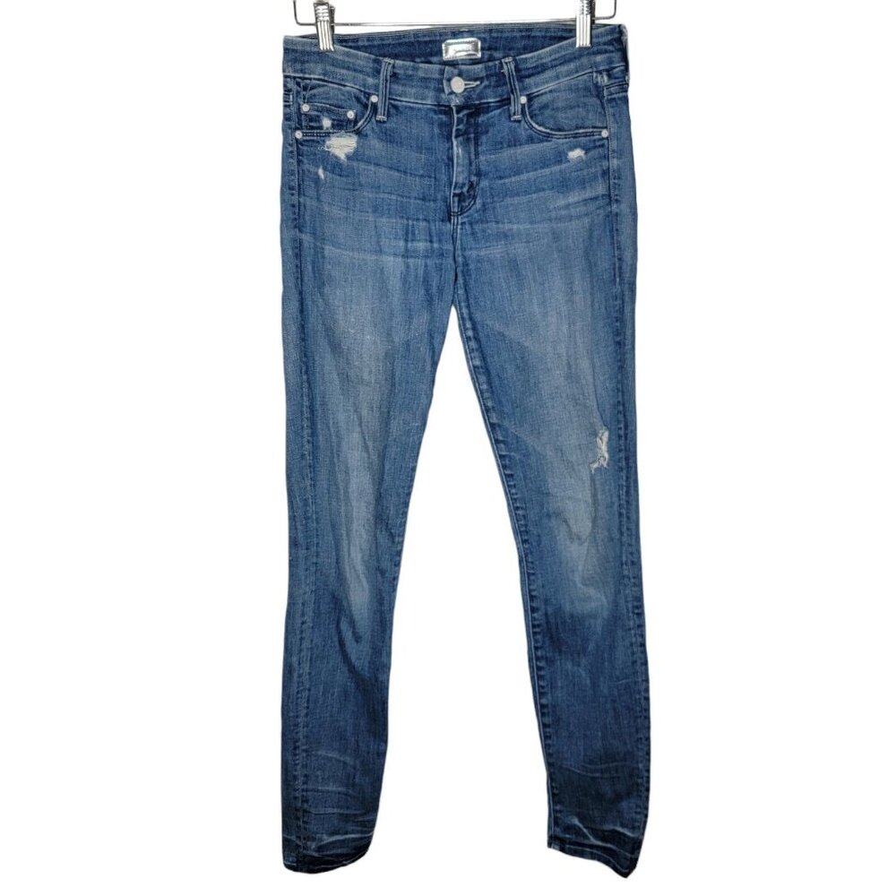 Mother Size 26 The Looker Graffiti Girl Distressed / Destroyed Skinny Blue Jeans